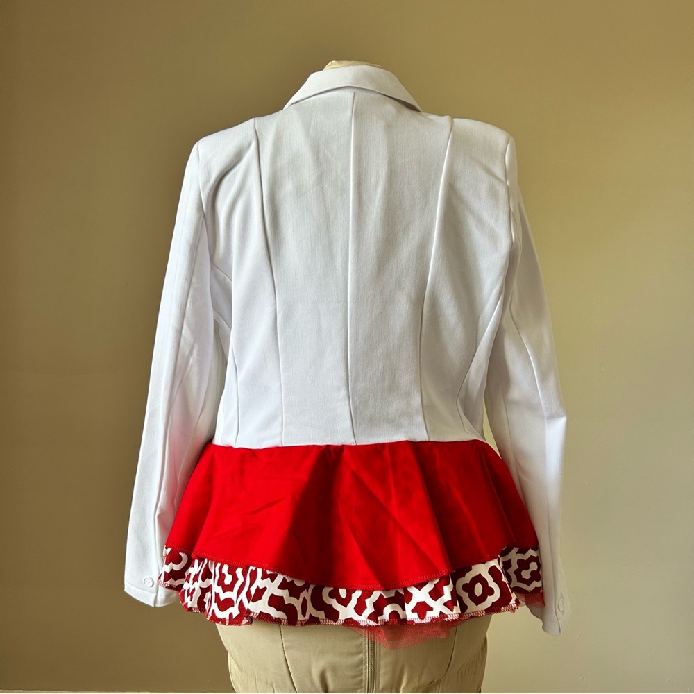 Red Funk Custom White & Red Peplum Blazer - image 3
